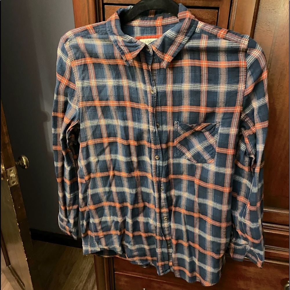 urban outfitters blue/red plaid button down